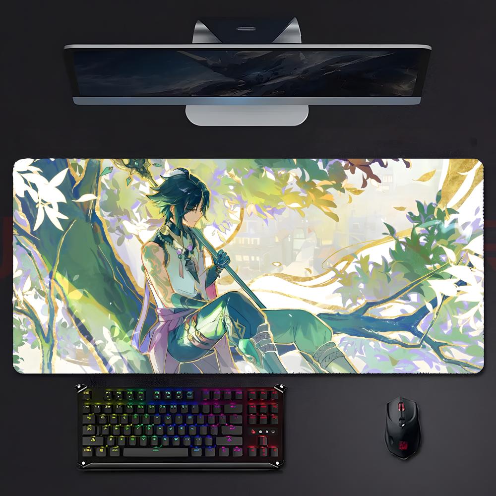 Cool Handsome Game Genshin Impact Xiao Mouse Pad Large Gaming Mousepad With Stitched Edges Thickened Desk Mat Pc