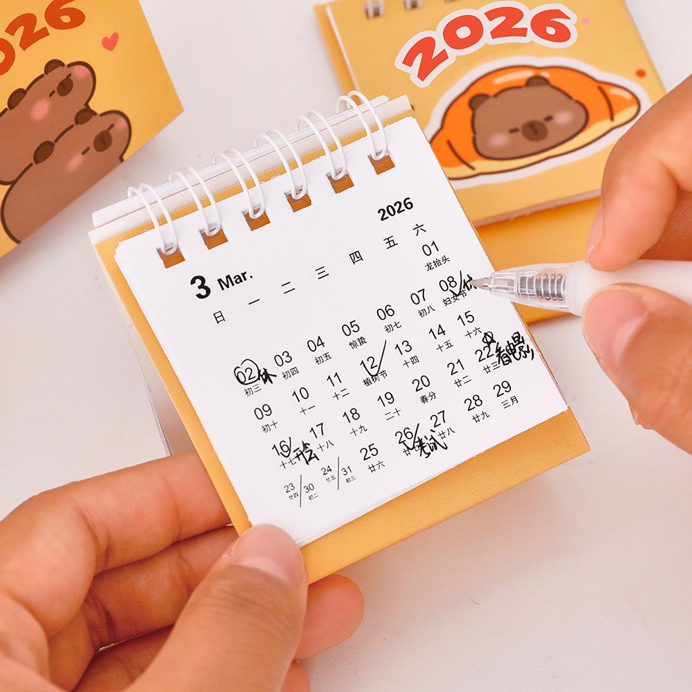 2026 Capybara Mini Calendario Tavolo Cute Office Standing Flip Calendar June 2025 - December 2026 Decorativo Studente