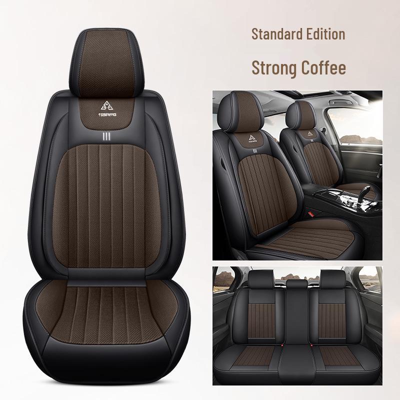 Cross-Border Universal Leather Car Seat Cover Set - Four Seasons, Five-Seater, Full Cushion.