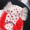 Pet Clothing Rose Pattern Cat Tutu Skirt Thin Breathable Flutter Sleeves Pet Princess Dress Soft Cat Cake Skirt Pet Outing