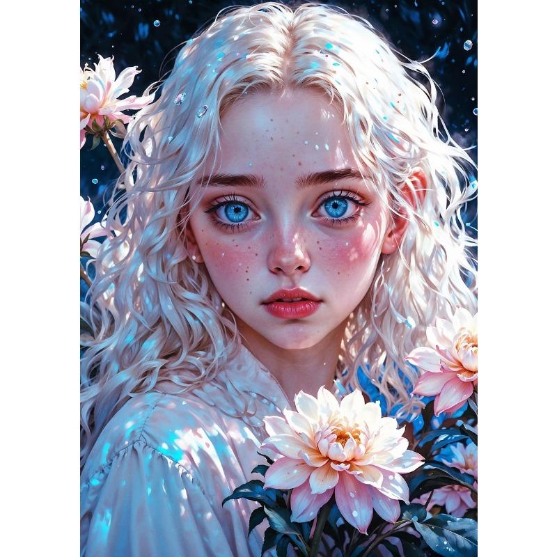 Retro Gorgeous Girl and Flower Portrait Art Poster Canvas Print Wall Painting Living Room Bedroom Home Decoration Aesthetics