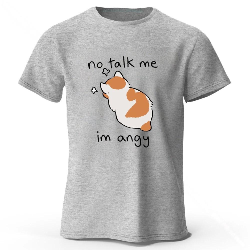 Angry and Proud Cat Cotton Short Sleeves Men's Summer Street Oversized Top Loose Fashion Casual T-shirt