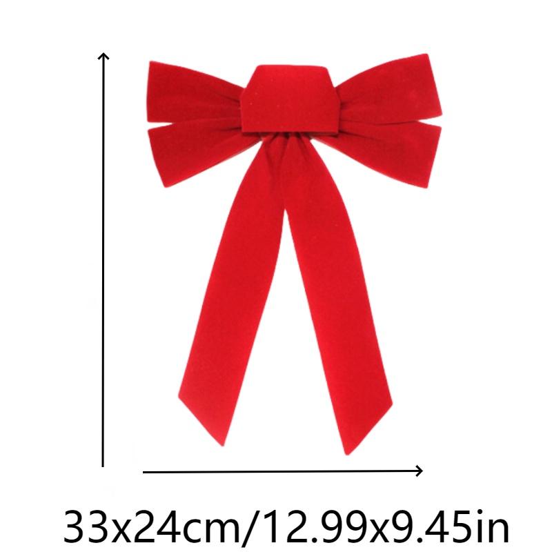 Cross-border Christmas Decoration Plush Red Christmas Bow Festive Christmas Tree Ornament 33cm/12.99in