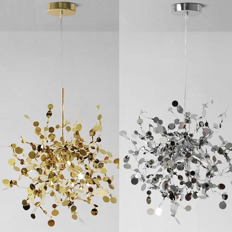 Modern Restaurant Chandelier Stainless Steel Lighting Fixtures Luxury LED Chandelier Coffee Shop Decoration Home Appliance