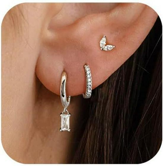 Gold-Plated Brass Hoop Earrings Fashion Set - European & American Design
