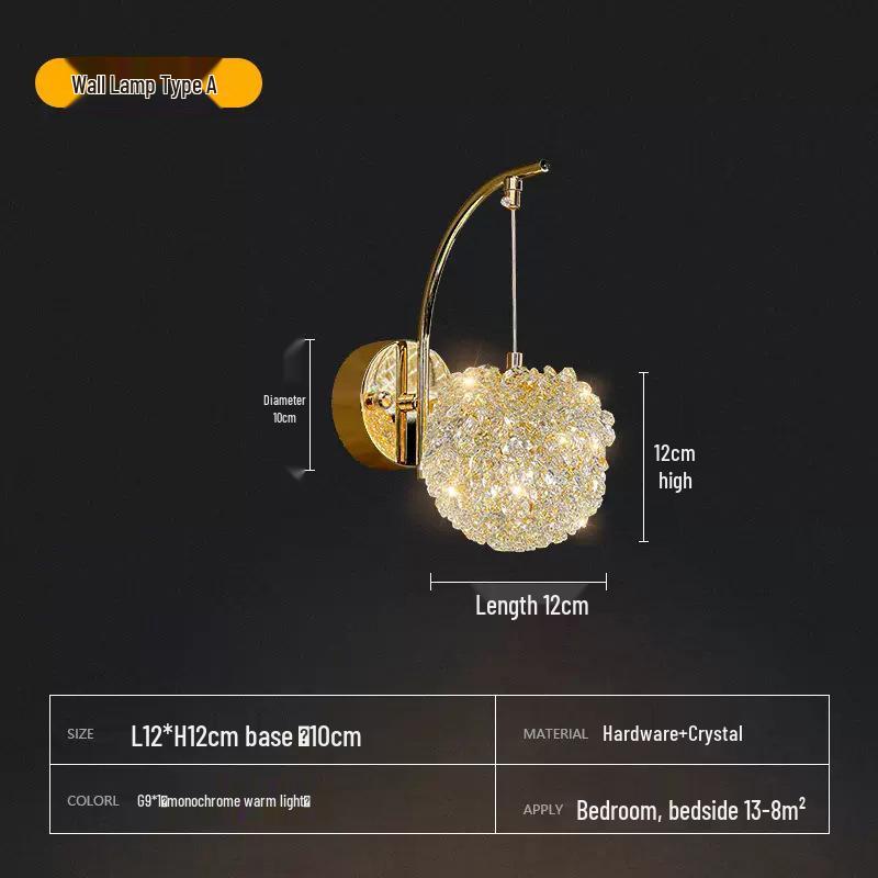 Luxury Crystal Pendant Light: Elegant Wrought Iron Hallway & Entrance Wall Lamp