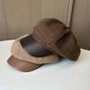 Metal Standard Leather Brim Splicing Woolen Octagonal Hat Female British Style Retro Casual Painter Hat Tide