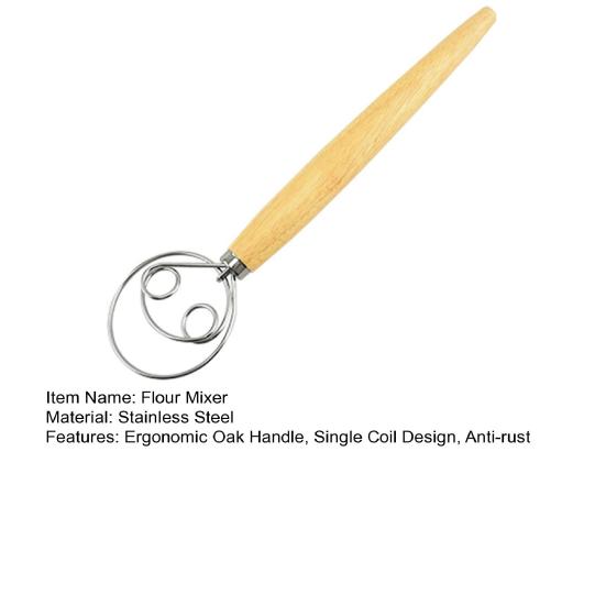 Dansk deigvisp med eikehåndtak Rustfritt stål Melmikser Egg Krem Miksepinner Mel Kake Rørepinne Kjøkken Bakeverktøy
