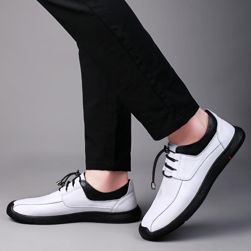 2024 Breathable Leather Loafers Men's Summer Shoes Driving Shoes Skateboard Casual Sneakers Sneaker Hand-stitching Their Flat