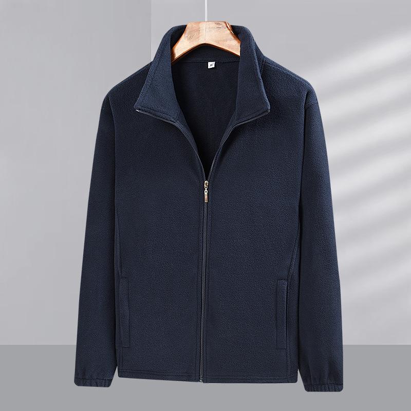 Polar Fleece Men's Fleece Jacket Autumn and Winter Casual Large Size Middle-aged and Elderly Jacket Loose Top Cold-proof