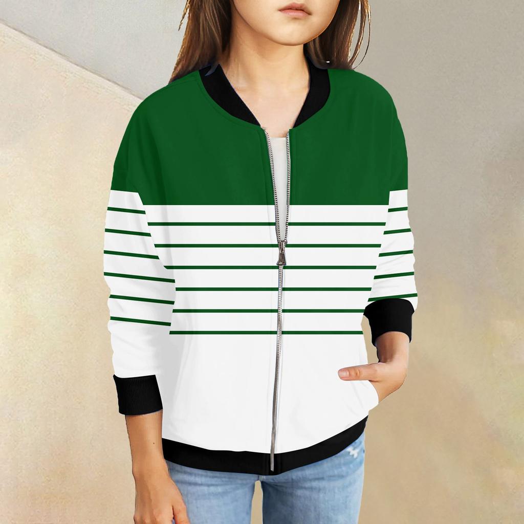 Kızlar Fermuarlı Ceketler Çocuklar Sonbahar Uzun Kollu Sweatshirtler Cepli Dış Giyim 5-15 Yaş