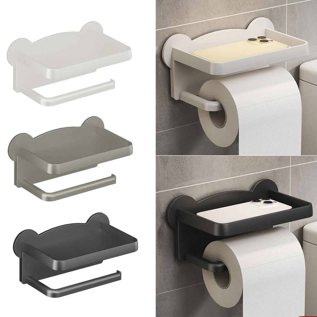 Punch Free Wall Mounted Tissue Holder withPhone Shelf Multifunctional Tissue Rack 3 Color for option for Restroom