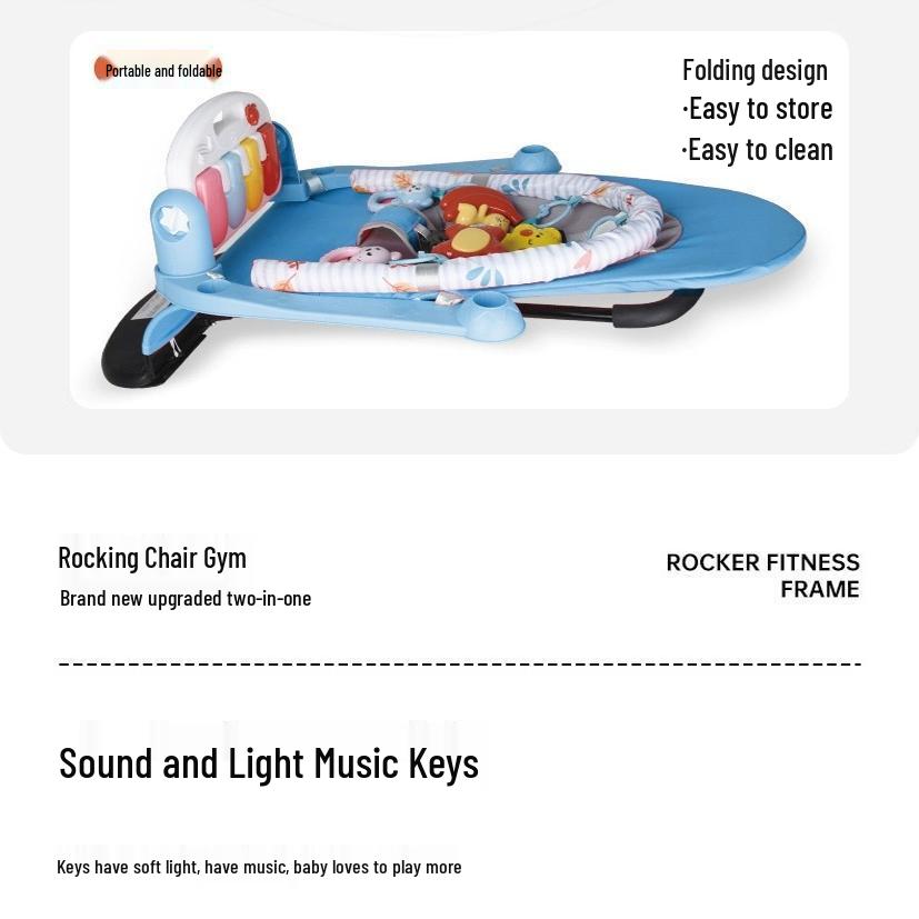 4-in-1 Baby Rocker & Fitness Rack: Infant Chair with Gift Box, Sounds & 4 Gear Settings.