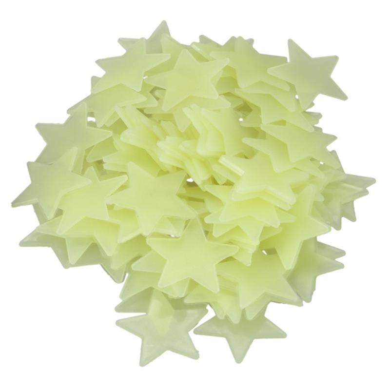 100 Stück 3cm Leuchtende Sterne Wandaufkleber, Selbstklebende Leuchtende Dekoration für Schlafzimmer, Zimmer und Wohnraum Kunst