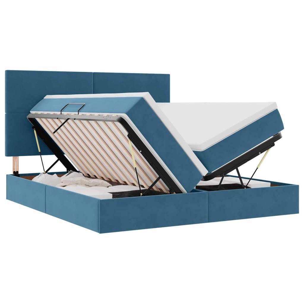 Storage Bed with Mattress Dark Blue 180 x 200 cm Velvet