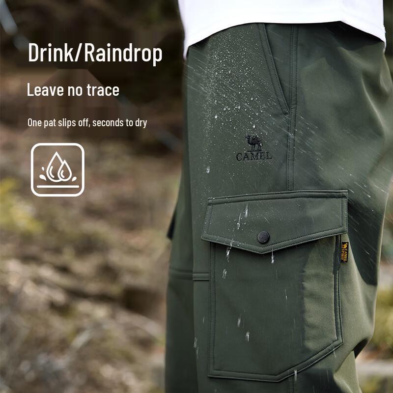 CAMEL Men's Wang Junkai Collection Water-Repellent Fleece-Lined Cargo Soft Shell Pants