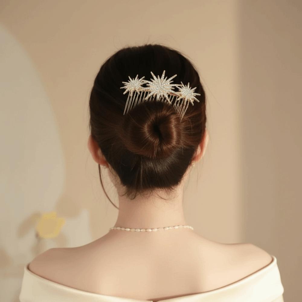 Kristallstern Damen Brautkopfschmuck Elegante Strass-Kristall-Haarkamm Tiara-Stil Kopfschmuck Brautjungfern-Geschenk