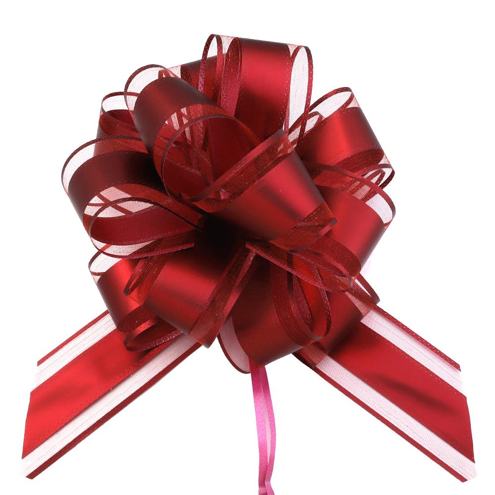 2Pcs/Lot Colorful Large Snow Yarn Hand Pull Flower Ribbon Pull Flower Ball For Wedding Christmas Party Decoration Gift Wrapping красный