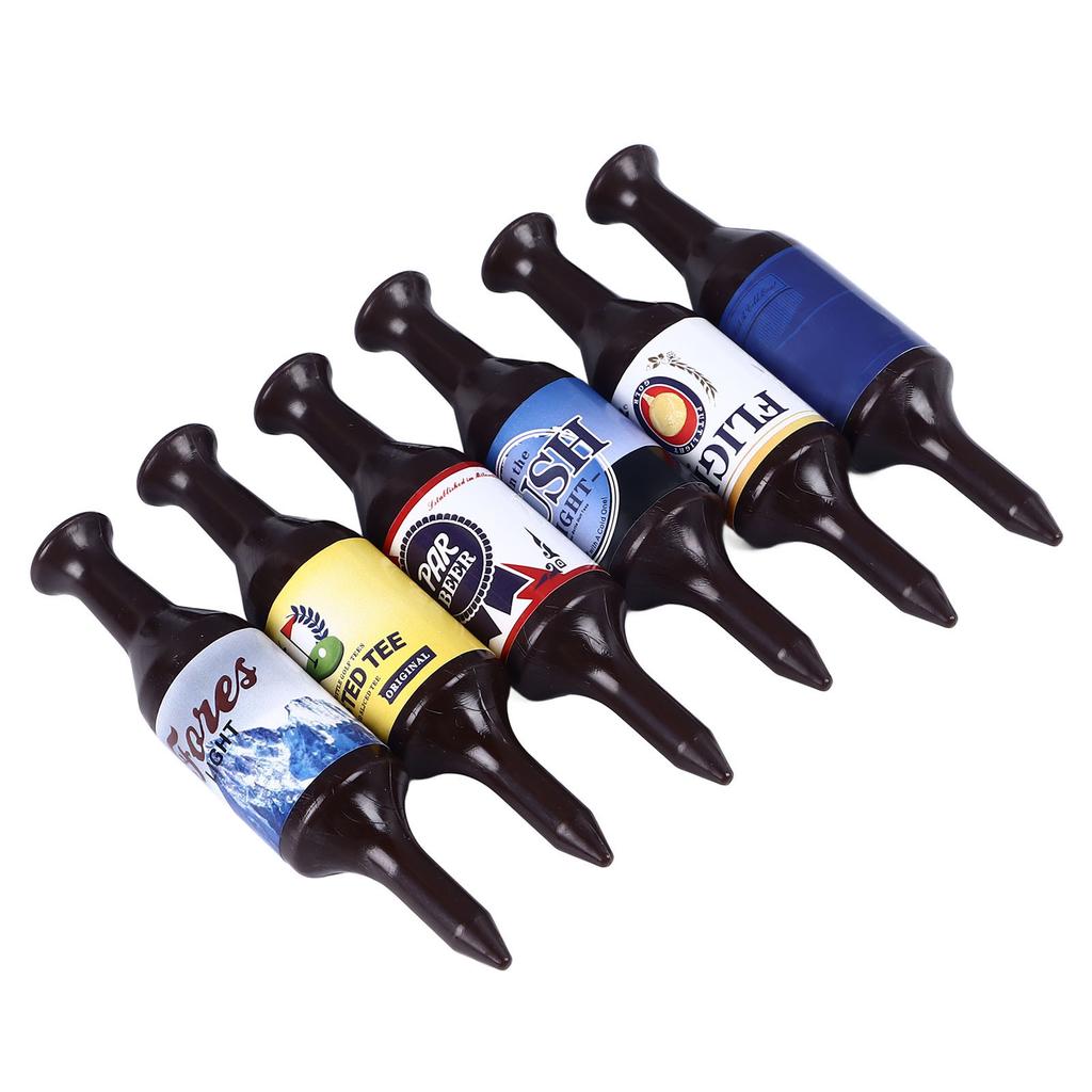 6 Stück Mini Bierflasche Golf Tees Kunststoff Lustige Golf Tees Set Einzigartiges Golfgeschenk für Männer und Frauen