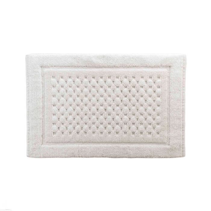 Tapis de bain - Damaris - 50 x 80 cm - 100% coton - Lavable - Blanc