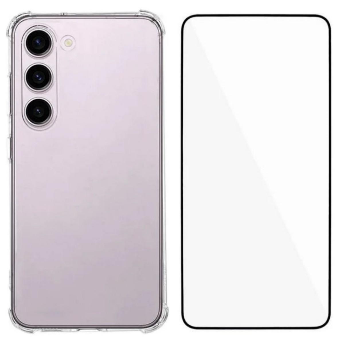 

For Samsung Galaxy S23 TPU Case WANLONFENG WL3 Series 1.5mm Phone Cover with Tempered Glass Film Transparent