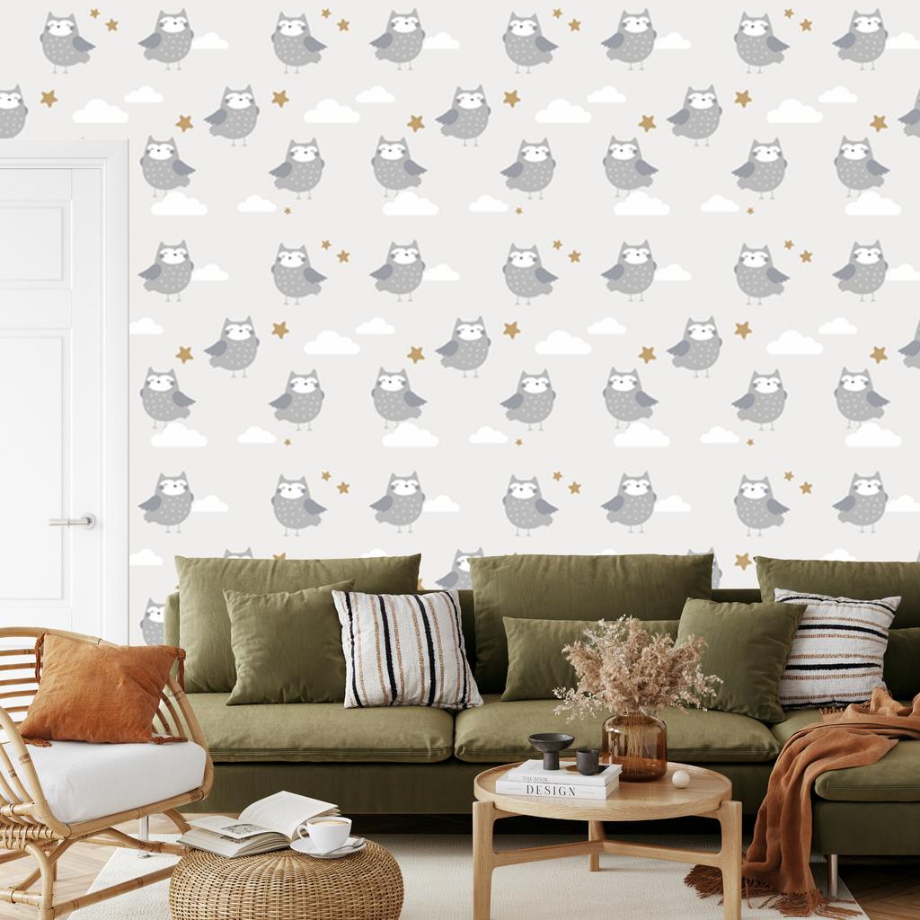 Owls in the Clouds Wallpaper for Living Room and Bedroom 50x1000