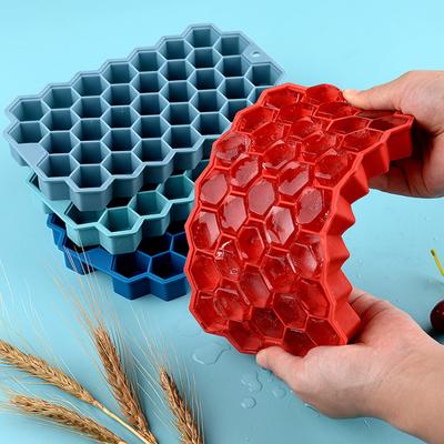 37 Cavity Honeycomb Ice Cube Trays Reusable Silicone Ice Cube Mold BPA Free Ice Maker with Removable Lids