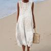 European and American New Summer Flower Ocean Printing European Size Round Neck Sleeveless Long Dress Creative Loose Dress