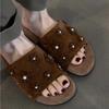 Fashion Flower Women Slippers Flats New Shoes Walking Dress Women Sandals 2025 Summer Retro Flip Flops Designer Fashion Mujer Zapatillas