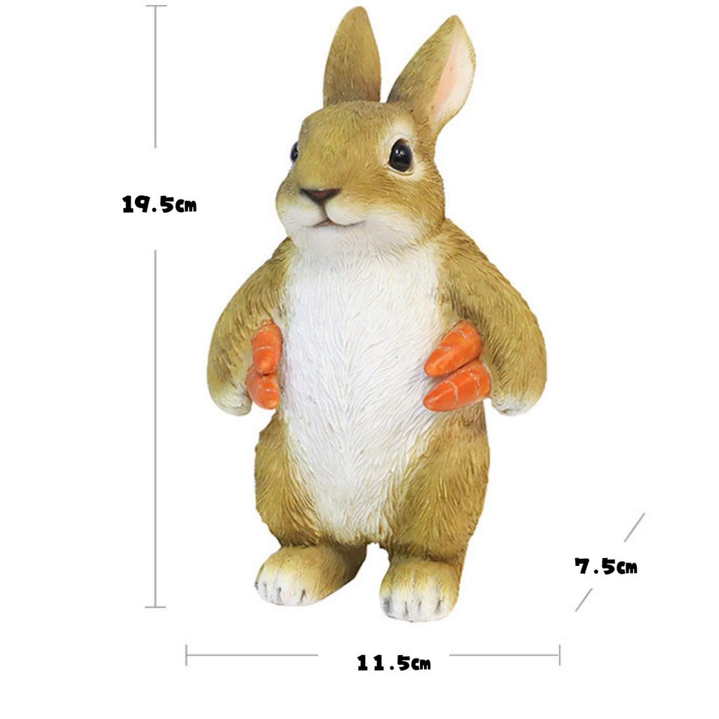 Cute 19.5cm Resin Rabbit Figurine, Garden Decoration, Animal Ornament, Outdoor Decor