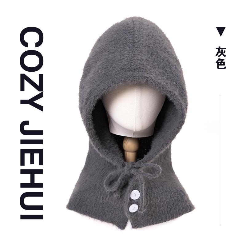 Ins Wind Rafa Hat Men and Women Winter Riding Warm Ear Protection Scarf Hooded Integrated Couple Wool Knitted Hat