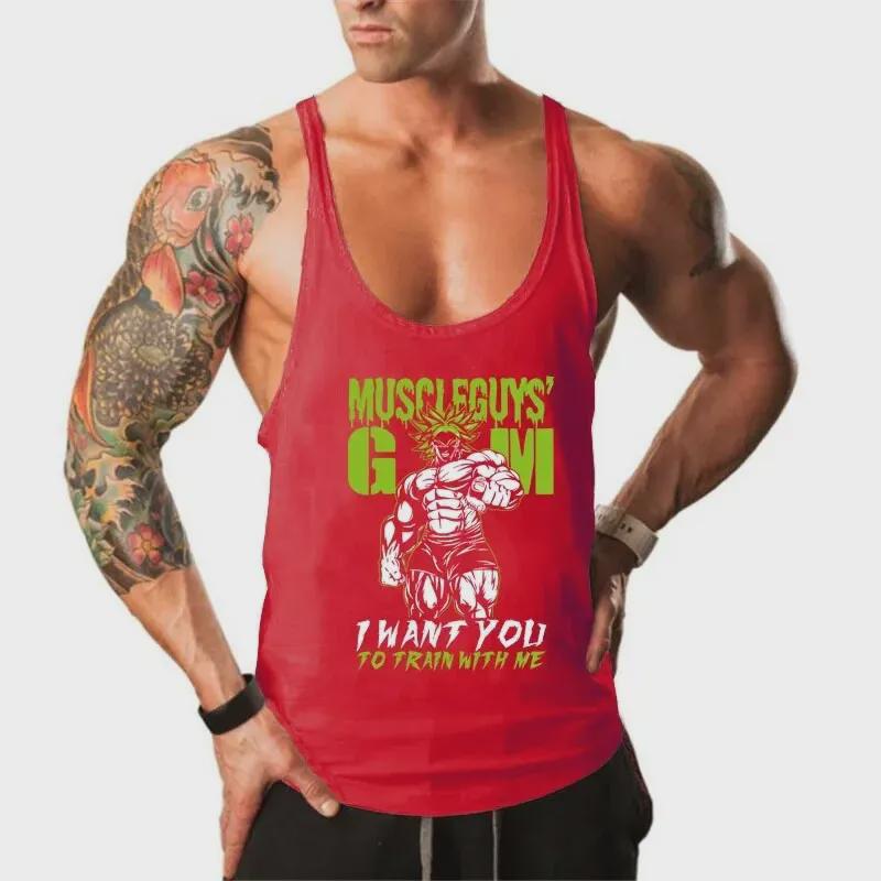 Men's European Size Elastic Cotton Sports Vest for Fitness & Bodybuilding