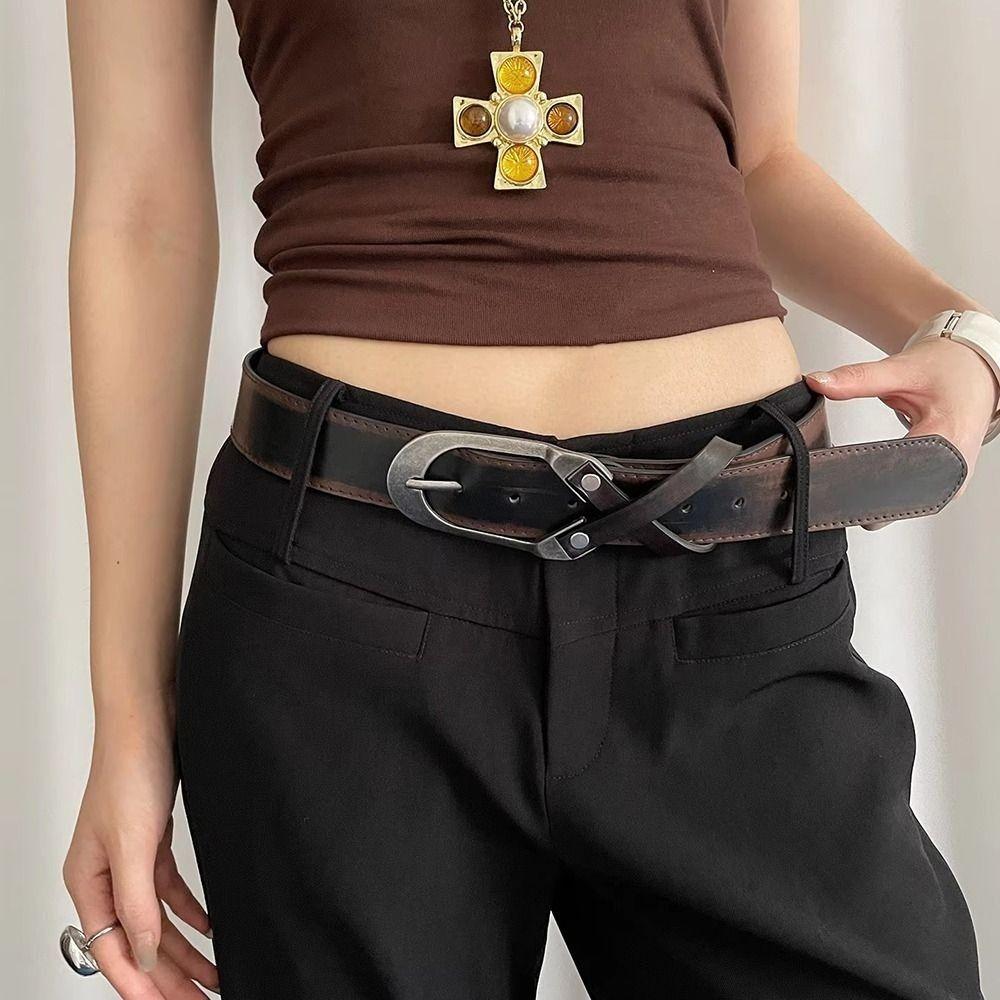 Pu Leather Cross Waist Belt Vintage Dress Jeans Belt Retro Women's Belt  Spicy Girls