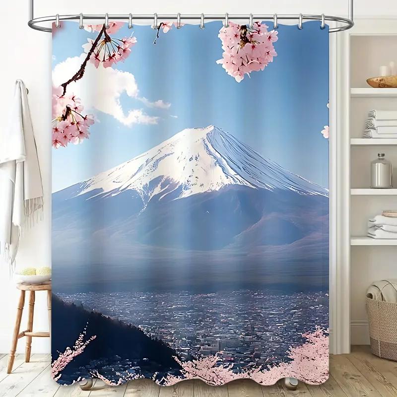 

Японская вишня занавеска для душа 3D иллюзия окно весенний вид на сад термоизолированный декор для ванной комнаты дзен спа атмосфера 120X180cm