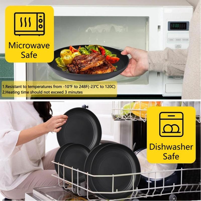 16pcs Unbreakable High Quality Plastic Dinnerware Sets - Reusable, Lightweight, for Daily Use, Outdoor Dining, Camping Essential