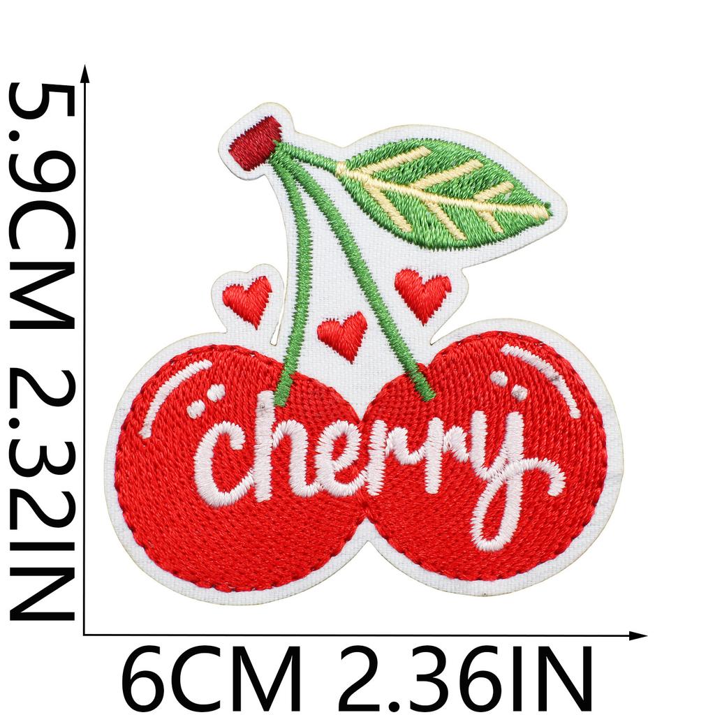New Fruit Embroidery Cloth Sticker, Clothes Bag Decoration Patch Sticker, Cherry Small Mouth Computer Embroidery Stamp, Ironing