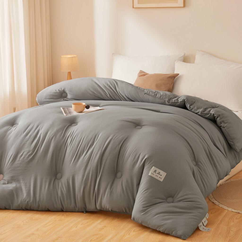 Solid color soybean fiber quilt autumn and winter thickened warm quilt core student four seasons quilt