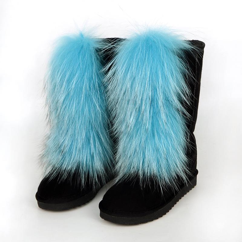 2025 Mao Mao boots children winter thick-soled high-heeled warm-fitting medium tube snow boots boots wear high-top fox hair