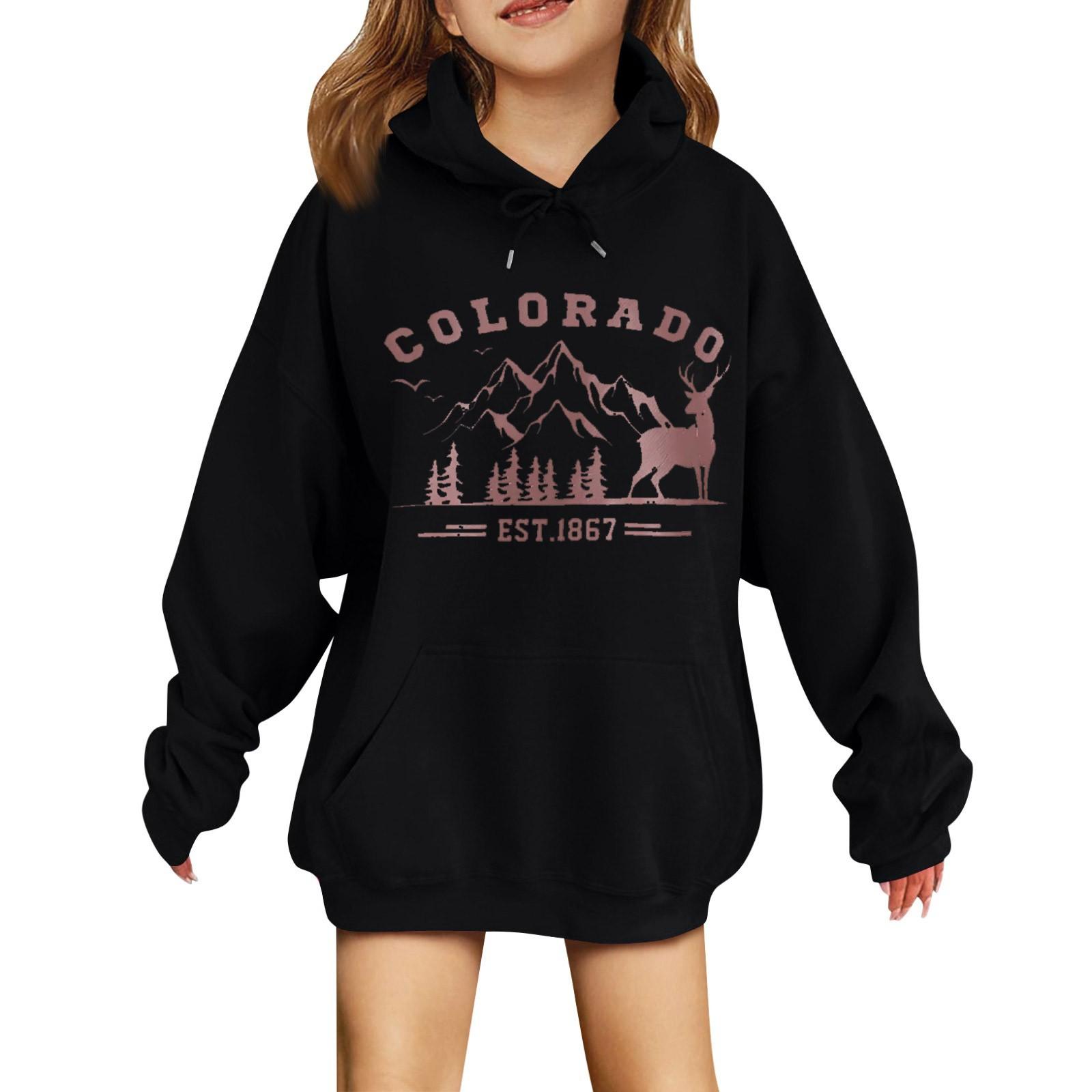 

Толстовки для девочек-подростков, толстовки с длинным рукавом, пуловер с завязками, симпатичная толстовка большого размера 130 чёрный