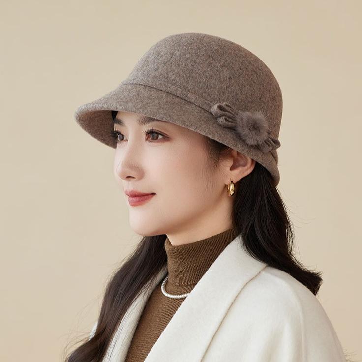 Women's Hat Fleece Warm Wool Basin Hat Casual Elegant Top Hat Autumn and Winter Bucket Hat