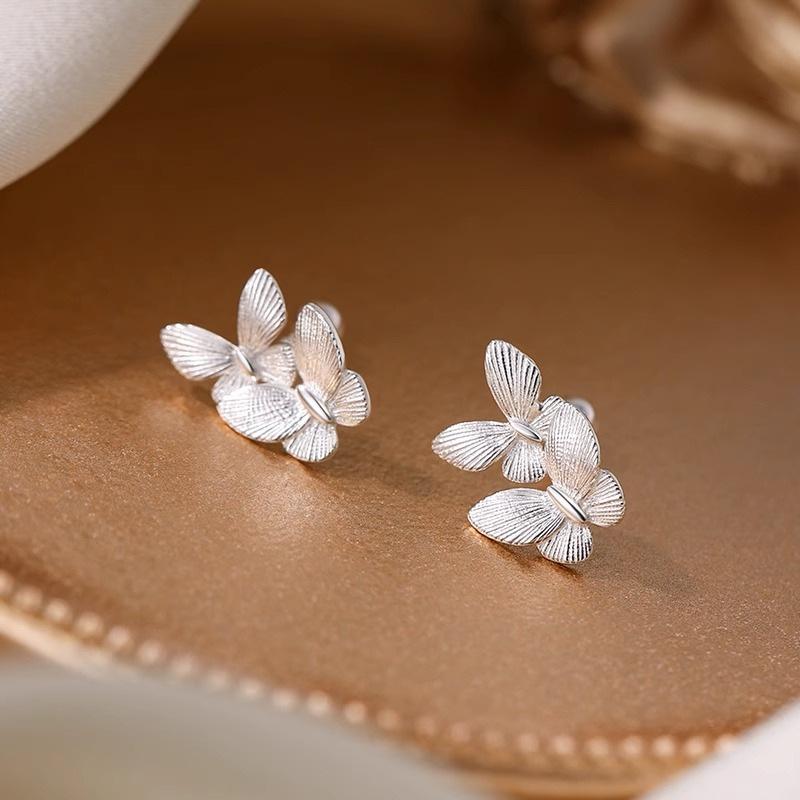 Double-layer butterfly stud earrings 2025 new popular earrings temperament ear jewelry