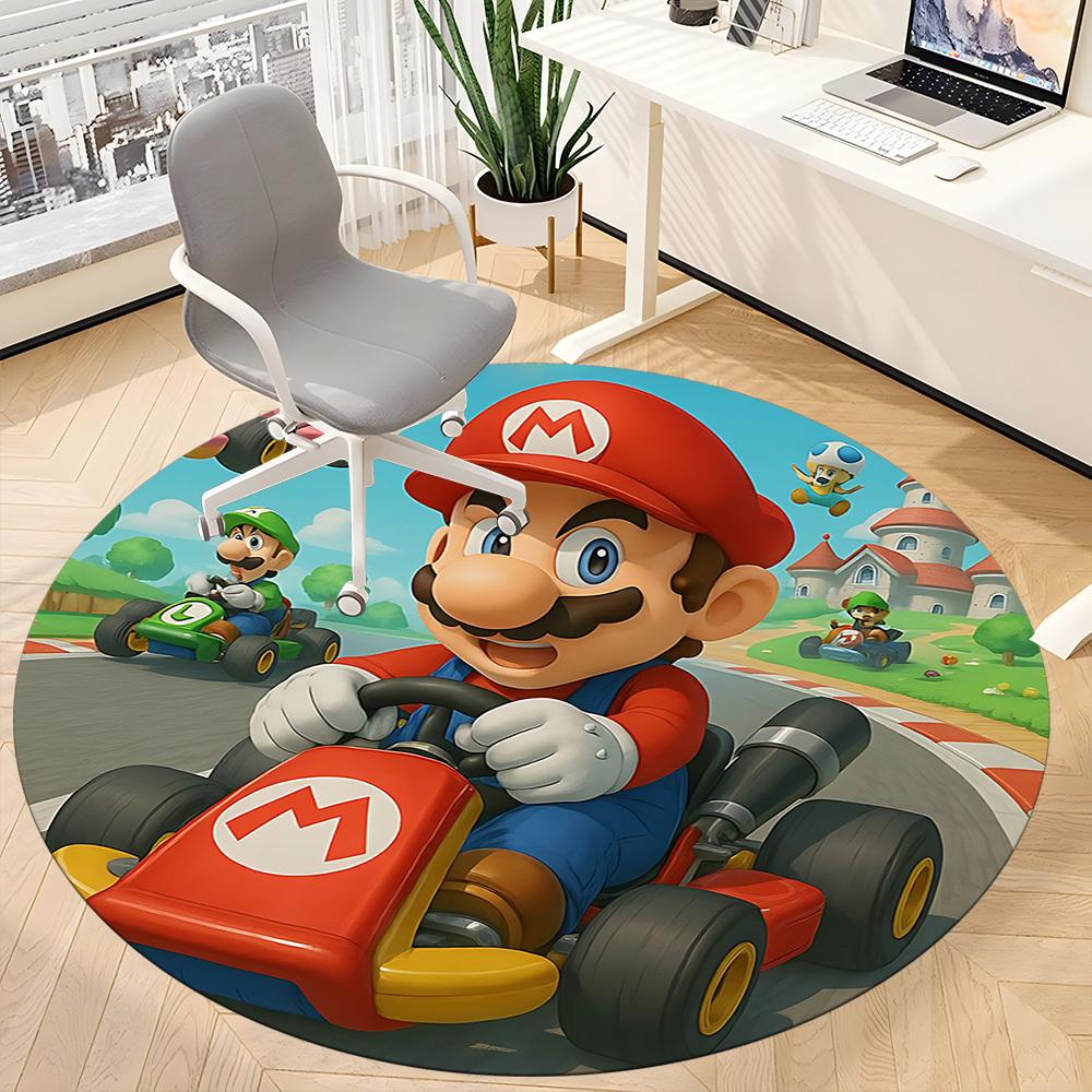 1pc Mario Kart Race Office Round Area Rug, Bedroom Living Room Home Decor, Room Deco, Offic A1016230