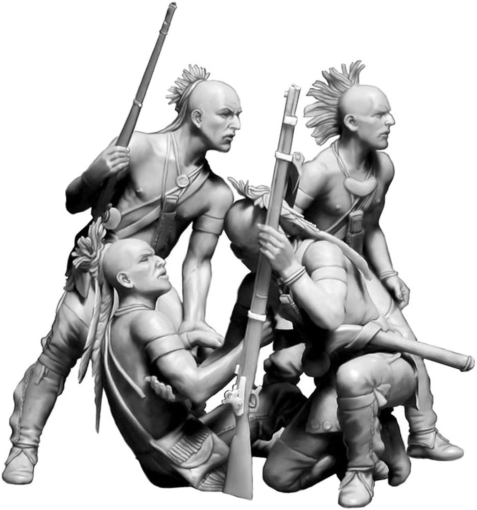 Master Box 1/35 Scale Indian Wars Defensive Circle, 4 Native American Soldiers, 18th Century, No. 1 Plastic Model, MB35209