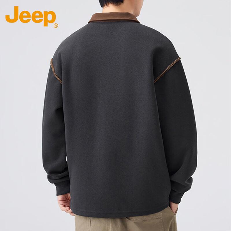 JEEP Men's Loose Fit Polo Collar Sweatshirt