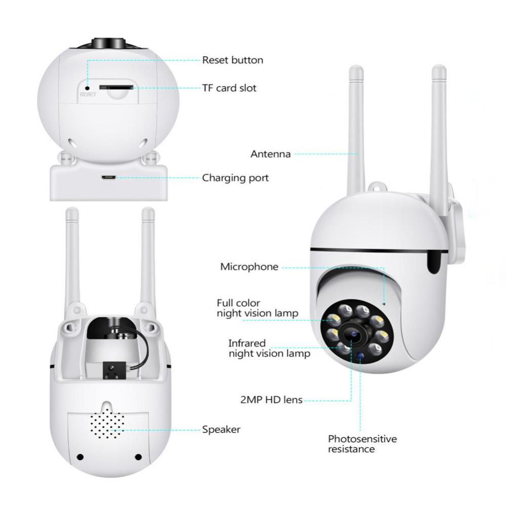Wireless Security Camera Outdoor Home 360° Panoramic 2.4GHz WiFi 1080P Dome Cam