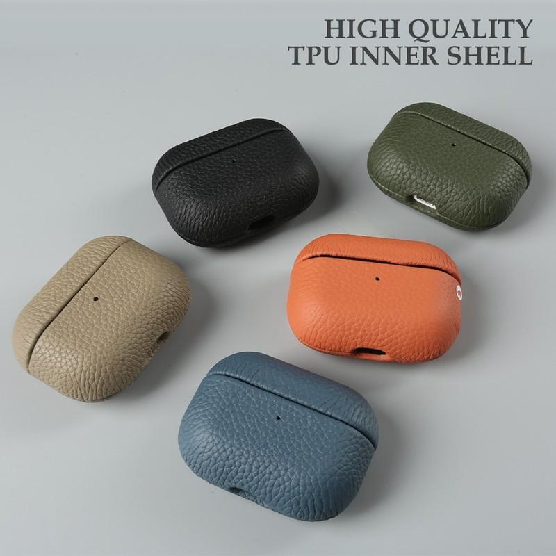 For Airpods Pro Case Genuine Leather Case For Airpods 4/3 /2/ Pro 3 2 1 Protection Box Cases AirPods Case Cowhide Charging Box