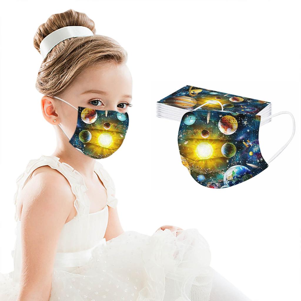 100PCS Children Three-Layer Protective Dust-Proof Cartoon Print Disposable Mask