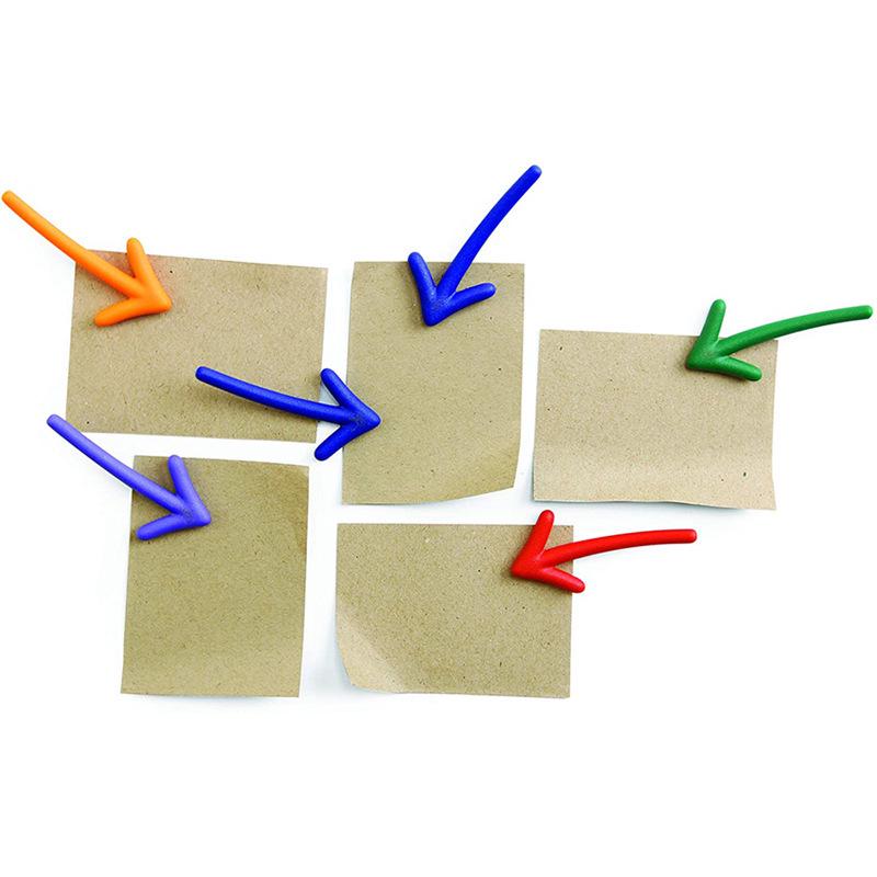 3D Arrow-Shaped Refrigerator Magnet Sticker with Stereoscopic Blackboard and Suction Cup OPP Bag Mixed Colors 6-Pack
