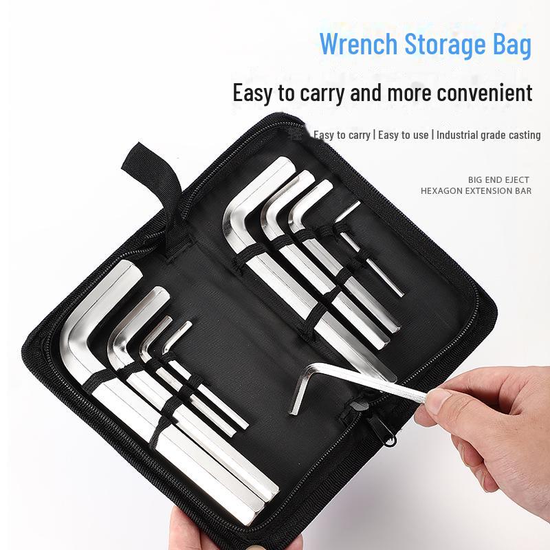 Leather Bag Hexagon Wrench Set: 3, 12, 14, 17, 19mm Flat Head CR-V with Oxford Canvas Bag