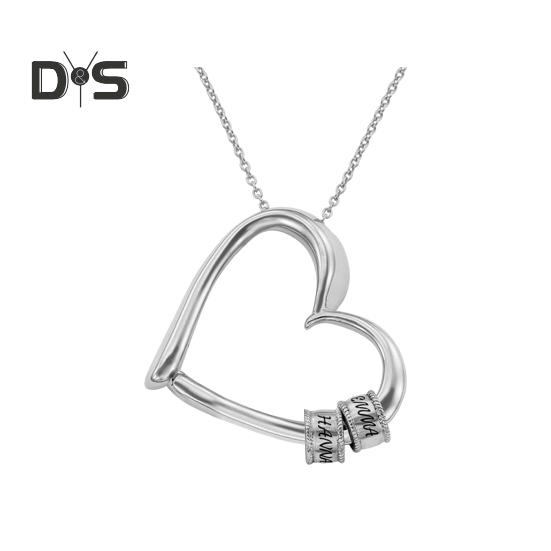 

Персонализированное ожерелье с гравированными бусинами, своими руками, семейные имена, именная надпись, кулон в форме сердца, регулируемая длина, значимый рождественский подарок, ювелирные изделия ручной работы B